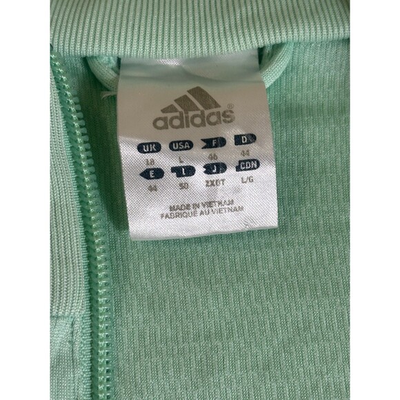 Adidas Track Jacket Womens Large Mint Sea Green 3 Stripes Long Sleeve Full Zip - Picture 2 of 7